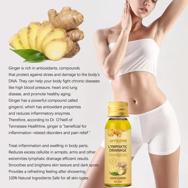 30ml Herbal Shower Gel Lymphatic Drainage Weight Loss Ginger Body Wash Remove Lymph Nodes Underarm Fat For Women
