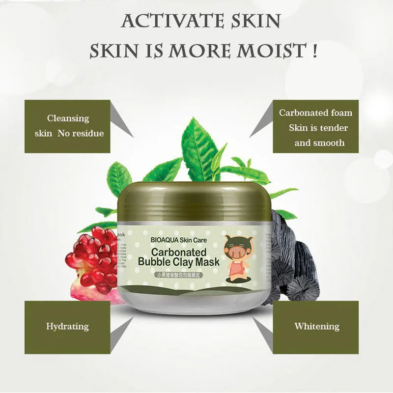 Bioaqua Skin Care Carbonated Bubble Clay Mask For Face Nutrition Repair Face Cream Whitening Hydrating Moisturizing Facial Masks
