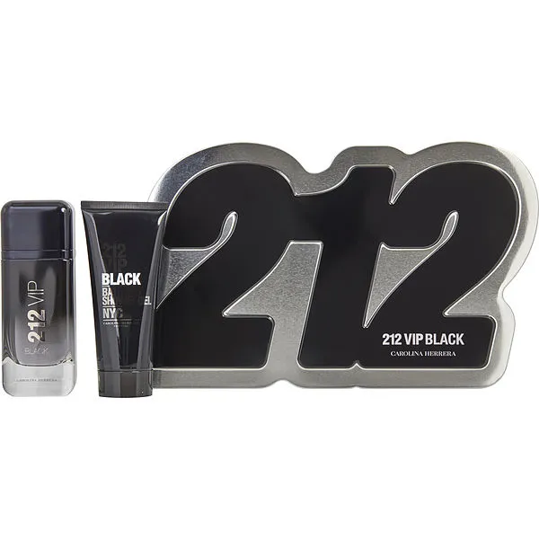 Carolina Herrera 212 VIP Black Gift Set - 100ML EDP Spray   100ML Shower Gel (Men)