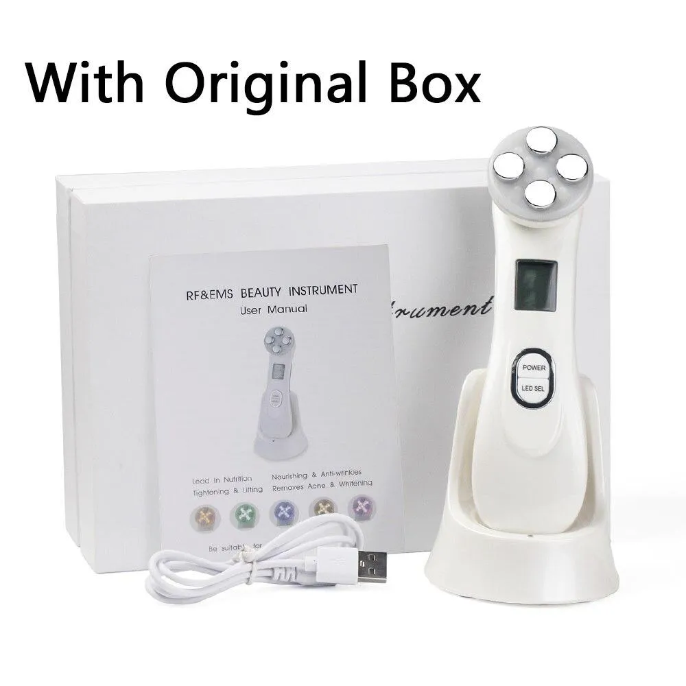 LED Photon Mesotherapy Electroporation RF Radio Frequency Face Lifting Wrinkle Reduction Massager