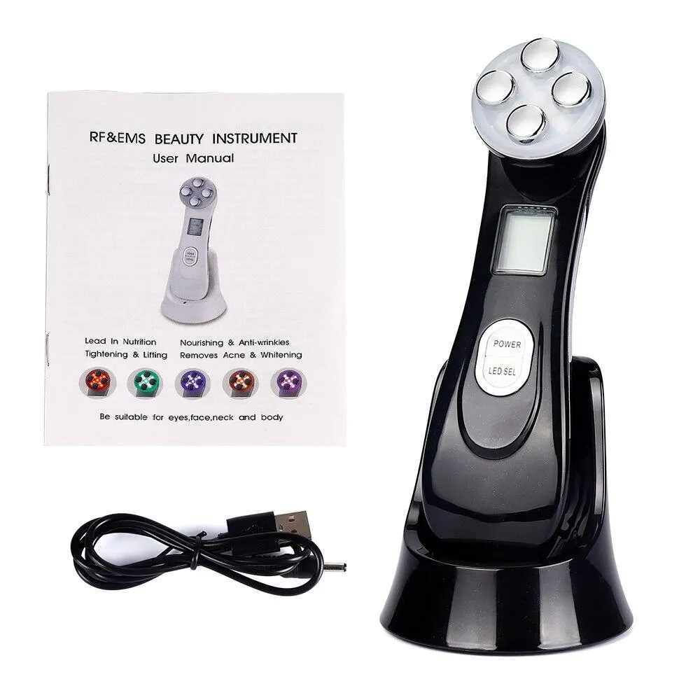 LED Photon Mesotherapy Electroporation RF Radio Frequency Face Lifting Wrinkle Reduction Massager