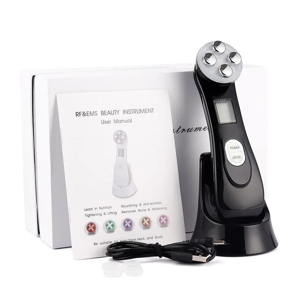 LED Photon Mesotherapy Electroporation RF Radio Frequency Face Lifting Wrinkle Reduction Massager