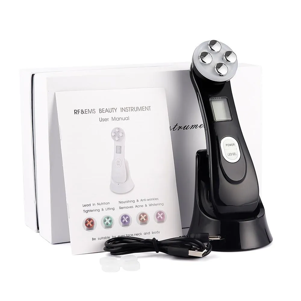 LED Photon Mesotherapy Electroporation RF Radio Frequency Face Lifting Wrinkle Reduction Massager