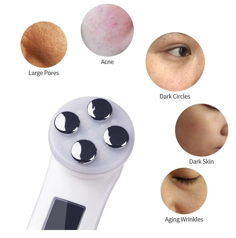 LED Photon Mesotherapy Electroporation RF Radio Frequency Face Lifting Wrinkle Reduction Massager