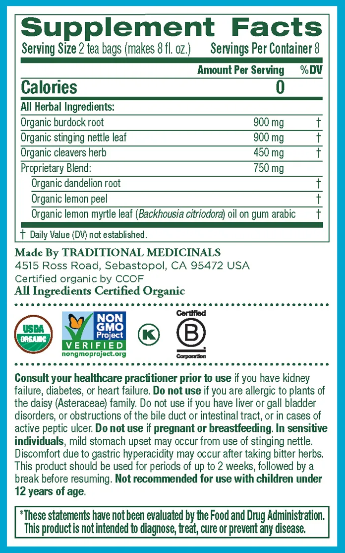 Traditional Medicinals Everyday Detox Lemon Tea 16ct